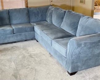Contemporary Microfiber Sectional Couch Sofa 34x37x120-98in HxWxD