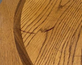 Steel Frame Oak Top End Table 23in H x 24in Diameter