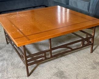Steel Frame Oak Top Coffee Table 17x40x40in HxWxD