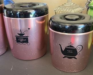 5pc West Bend Rose Copper Kitchen Canister Set Vintage MCM largest: 8in H x 7i diameter