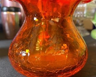 Vintage Crackle Glass Creamer Small Pitcher 4.5x5x4.5in HxWxD