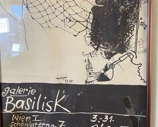 Adi Holzer 1975 Galerie Basilisk Framed poster Gallery 32x13in HxWxD