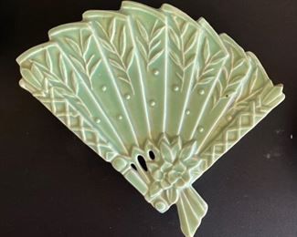 McCoy Pottery Fan Wall Pocket 2x8x9in HxWxD