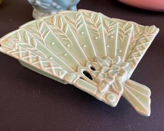 McCoy Pottery Fan Wall Pocket 2x8x9in HxWxD