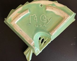 McCoy Pottery Fan Wall Pocket 2x8x9in HxWxD