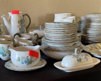 75+ Metlox Poppytrail Sculptured Grape China Set Partial