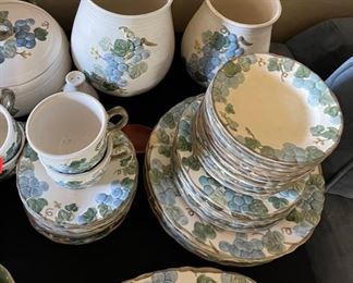 75+ Metlox Poppytrail Sculptured Grape China Set Partial
