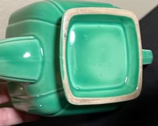 Homer Laughlin Riviera Teapot Green Fiesta 5x4.5x8in HxWxD