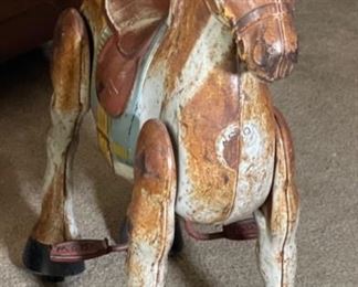 Vintage Mobo Metal Toy Horse Wheeled Riding Bronco 29x12x27in HxWxD