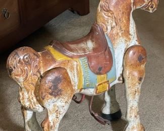 Vintage Mobo Metal Toy Horse Wheeled Riding Bronco 29x12x27in HxWxD