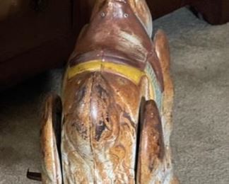 Vintage Mobo Metal Toy Horse Wheeled Riding Bronco 29x12x27in HxWxD