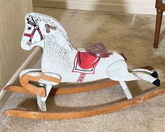 Antique Kids Wood Rocking Horse 22x9x34in HxWxD