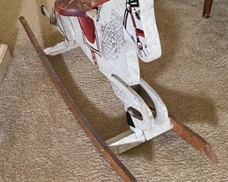 Antique Kids Wood Rocking Horse 22x9x34in HxWxD