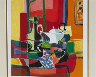 Marcel Mouly La Theiere Blanche Framed Litho Lithograph Frame: 23x21in