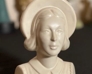 Vintage Head Vase Pottery White Matte Woman 6.5x4x3in HxWxD