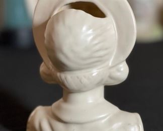 Vintage Head Vase Pottery White Matte Woman 6.5x4x3in HxWxD