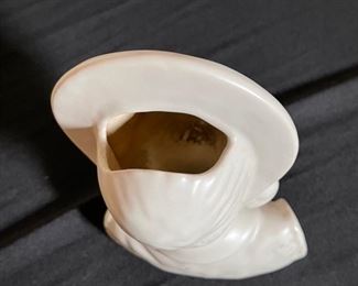 Vintage Head Vase Pottery White Matte Woman 6.5x4x3in HxWxD