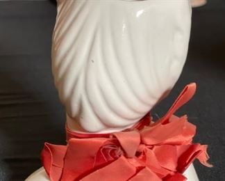 Head Vase Glamour Girl Red Accent Vintage Ceramic 5.25x4.25x3in