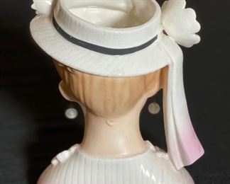 Lady in Pink C6018 Head Vase Vintage Ceramics 6x5x3.5in HxWxD