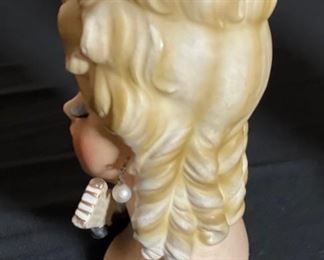 INARCO E-1062 Head Vase Fan Lady Vintage Ceramics 6.25x4x3.25in HxWxD