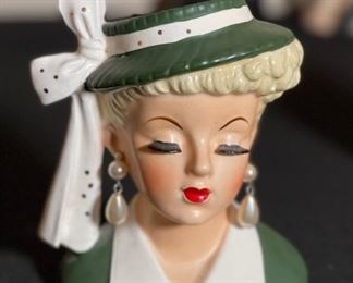 NAPCO 1956 Head Vase C2633B GREEN 6X5X3.5in HxWxD