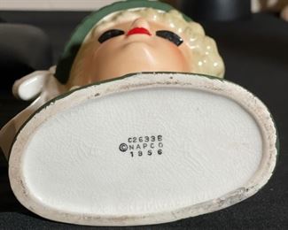 NAPCO 1956 Head Vase C2633B GREEN 6X5X3.5in HxWxD