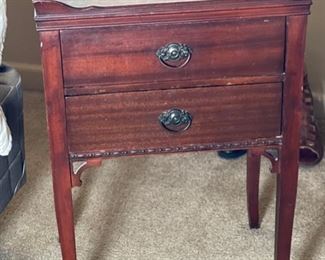 Antique 2 Drawer Nightstand SINGLE 27x18x13in HxWxD