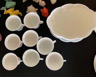16pc Colony Harvest Milk Glass Snack Set Plate: 10x8.5in