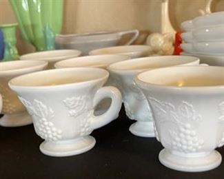 16pc Colony Harvest Milk Glass Snack Set Plate: 10x8.5in