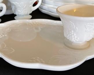 16pc Colony Harvest Milk Glass Snack Set Plate: 10x8.5in