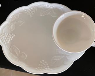 16pc Colony Harvest Milk Glass Snack Set Plate: 10x8.5in