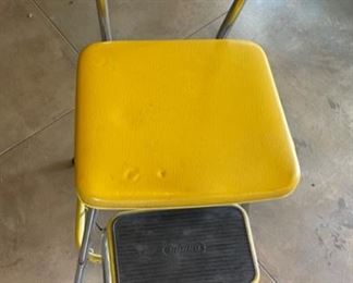 60s Vintage Yellow Cosco Kitchen Chair Step Stool 34x15x15in HxWxD