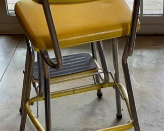 60s Vintage Yellow Cosco Kitchen Chair Step Stool 34x15x15in HxWxD