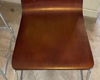 2pc Contemporary Counter Height Chairs Bent Wood 36x15x17in seat: 26in