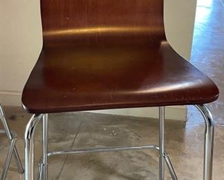 2pc Contemporary Counter Height Chairs Bent Wood 36x15x17in seat: 26in