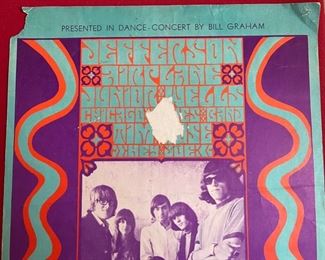 Original 1966 Jefferson Airplane Fillmore Concert Poster bg-42 22.75x 14in