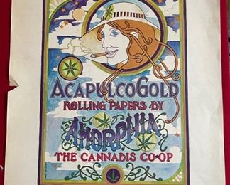 1960s original Amorphia Acapulco Gold poster 23x17.5in