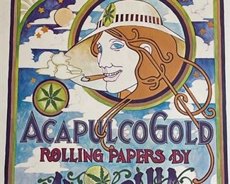 1960s original Amorphia Acapulco Gold poster 23x17.5in