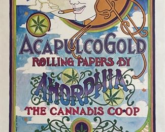 1960s original Amorphia Acapulco Gold poster 23x17.5in