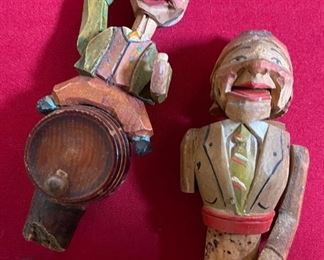 6pc set German Carved Wood Cork Stopper Opener bar Set 5.5in Long