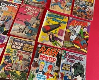 (21) Large Lot Of 1950’s 60’s & 70’s super hero comic books. Superman, Fantastic Four. DC Comics, Action Comic