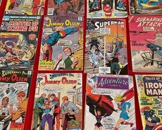 (21) Large Lot Of 1950’s 60’s & 70’s super hero comic books. Superman, Fantastic Four. DC Comics, Action Comic