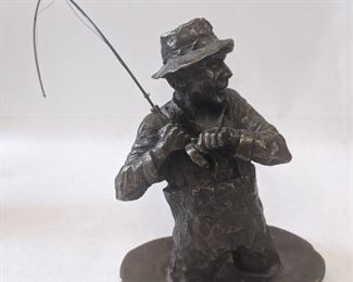 bronze fisherman - signed