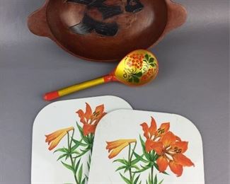 coasters bowl and spoon