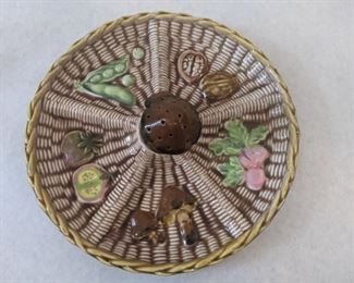 serving dish with mushroom toothpick holder