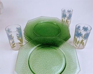 green crackle dishes