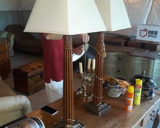 Tall 32" wood column lamps by
Brian Andrews