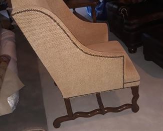 Stylized wing back chair