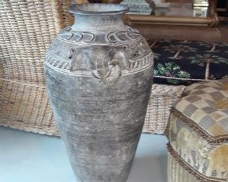 Elephant decor on 30" tall vase
