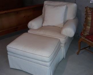 Upholstered chair with ottoman, grey for the bedroom